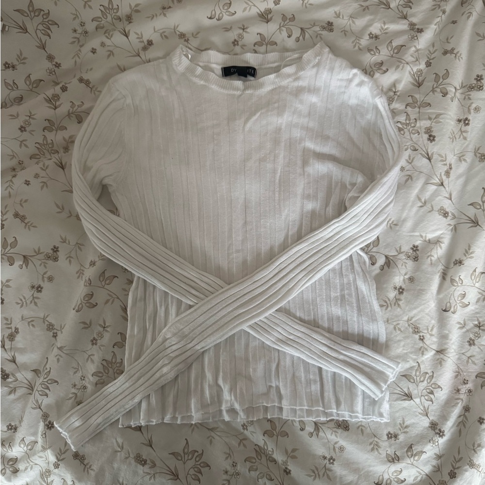 Dynamite White Textured Long Sleeve Top